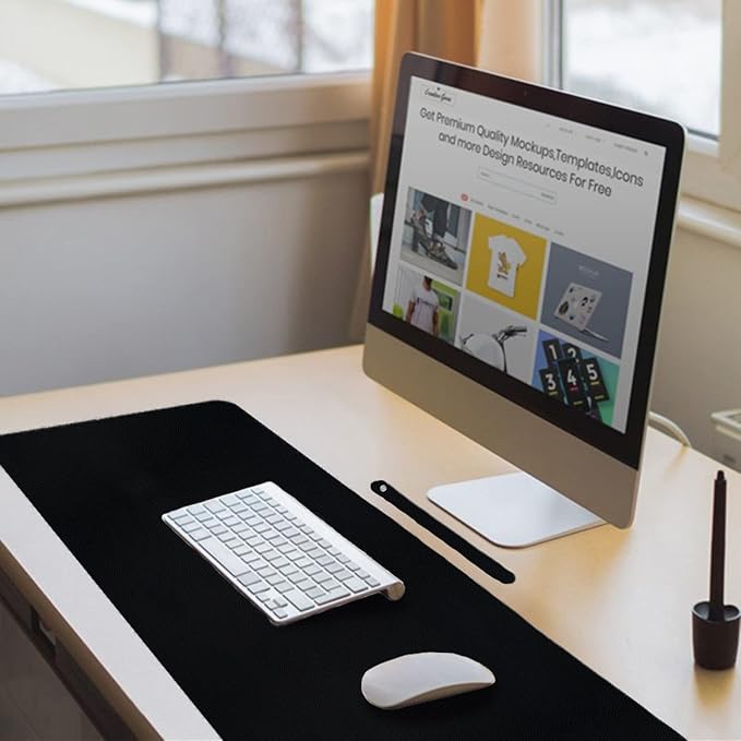 Boutilon Leather Desk Pad 35"x 17" Non-Slip Mouse Pad,Office Desk Mat,Waterprooft PU Leather Desk Blotter,Desk Pad Protector,Desk Writing Pad for Home Office Decor (L-Black,35"x 17")