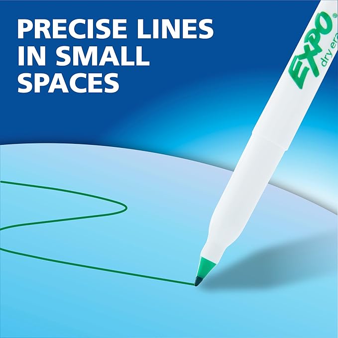EXPO Dry Erase Markers Kit, Ultra Fine Tip, Assorted Colors, Eraser, Spray Cleaner, 7 Count