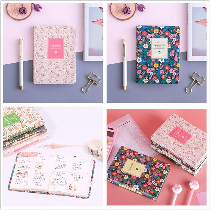 Flowery Journal, Planner Notebook and Calendar Schedule Organizer (Pink Cherry Blossom, A6(7 inch))