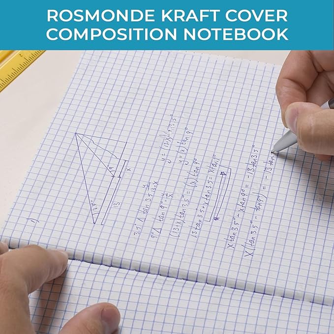 12 Pack Graph Paper Notebook, No Bleed, Extra Pages - 120 Pages (60 Sheets), Softcover Kraft Journal for Kids, A5-8 x 5.7, Graph Composition Notebook, Quad Ruled Notebook, Grid Notebook