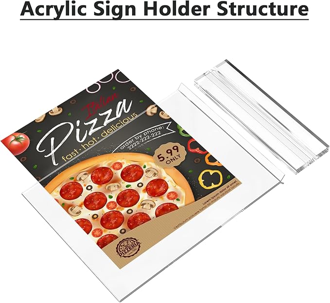 MaxGear 8.5x11 Acrylic Sign Holder 3 Pack, Clear Table Menu Display Stand Plastic Document Paper Holder Double Sided T Shape Sign Frame for Store, Restaurant, Hotels, Office