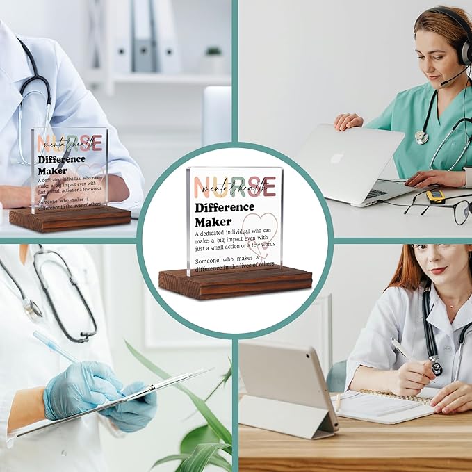 Appreciation Gifts for Mental Health Nurse Clear Desk Decor Sign, Thank You Gifts for Psych Nursing Students Graduation, Difference Marker Nurses Week PMHNP Recognition Office Desk Plaque TZD36
