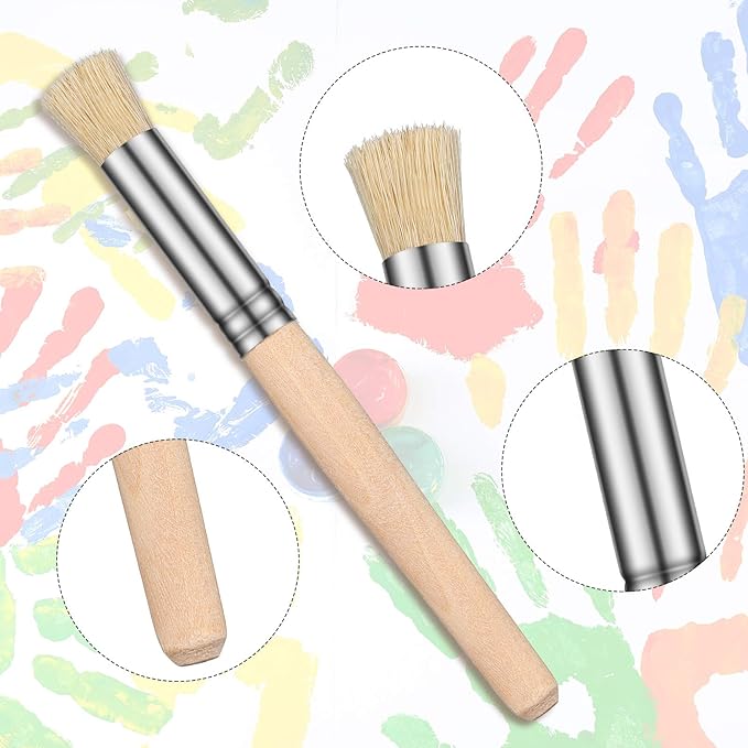 Wooden Stencil Brushes Natural Stencil Bristle pens Dome Art Painting pens Wood Template Brush for Acrylic Oil Watercolor Art Painting DIY Crafts Card Making Supplies, 3 Sizes