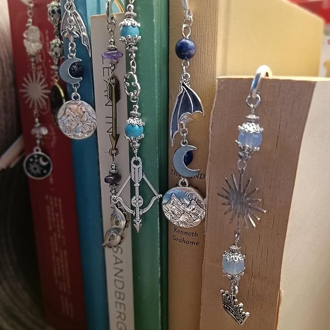 Retro Metal Bookmark for Bookish Gifts Wing Mask Bow and Arrow Charms Book Mark for Book Lover Gifts for Women Men (Mask Charm)