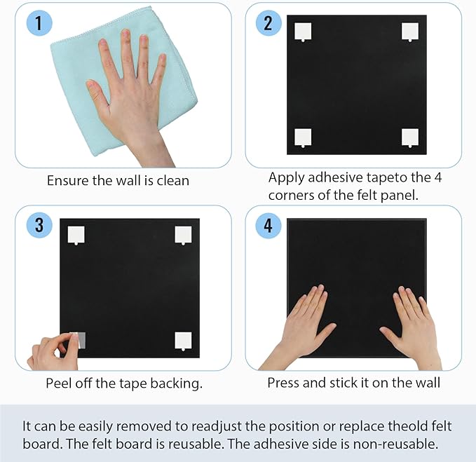 Smarpau Felt Bulletin Board 12 Pack Cork Boards for Walls 48"x36" Dark Gray Bulletin Board Cork Felt Board for Office Pin Tack Board for Home School