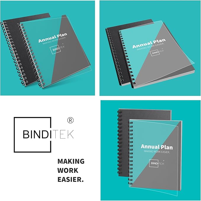 Binditek 200 Pack Binding Covers and Backs Set, 8.5 x 11 Inches, Including 100 Pcs 8 Mil Clear PVC Binding Covers, 100 Pcs 12 Mil Sand-Textured Polycovers, for Letter Size