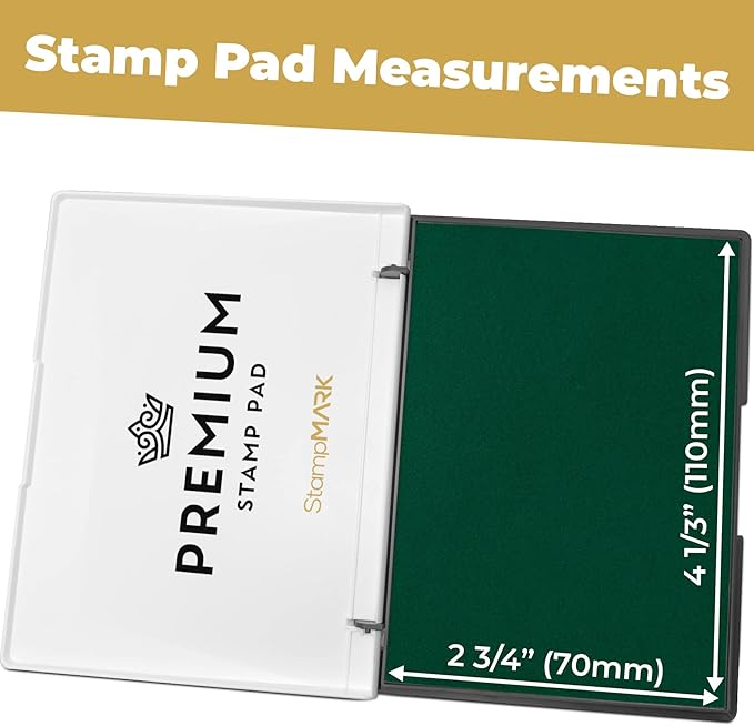 Premium Stamp Pad Medium Size 3" x 4" - for Traditional Rubber Stamps - Felt Pad Green Color
