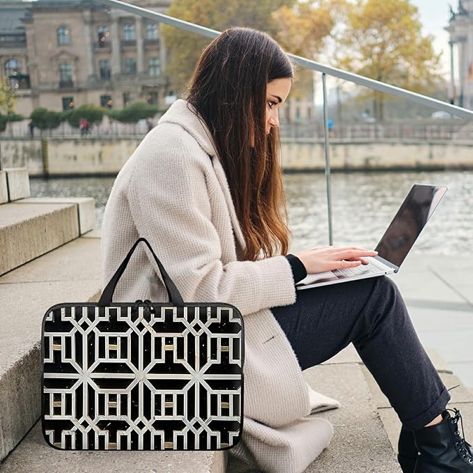 Laptop Sleeve Case Bag 13 inch, Vintage Geometrics Slim Carrying Case Durable Handbag Travel Laptop Bag for 13 inch MacBook Air M3/M2/Pro M2/ 13" iPad Pro/Air M4/M2 2024