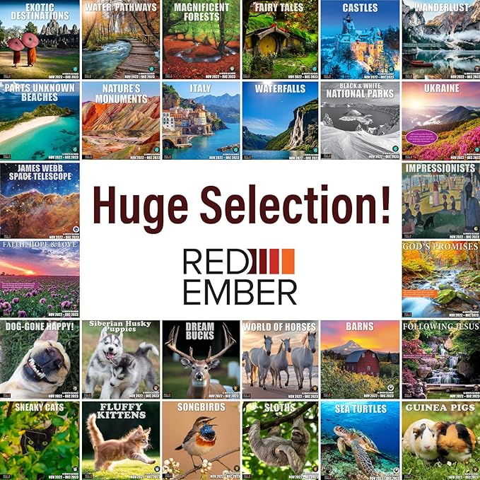 RED EMBER Kittens! 2023 Hangable Monthly Wall Calendar | 12" x 24" Open | Thick & Sturdy Paper | Giftable | Kids Cute Kitten Cat | Cuteness Overload