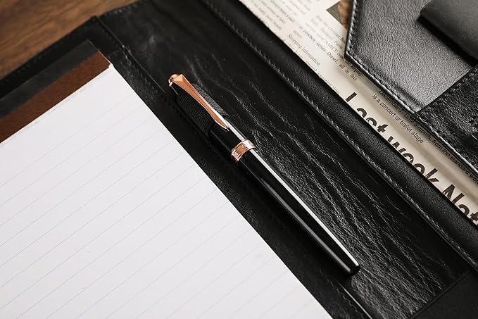Personalized Leather Padfolio for Lefty, Business Portfolio Binder with Notepad Holder, Legal Pad Portfolio Folder for Men/Women - Black