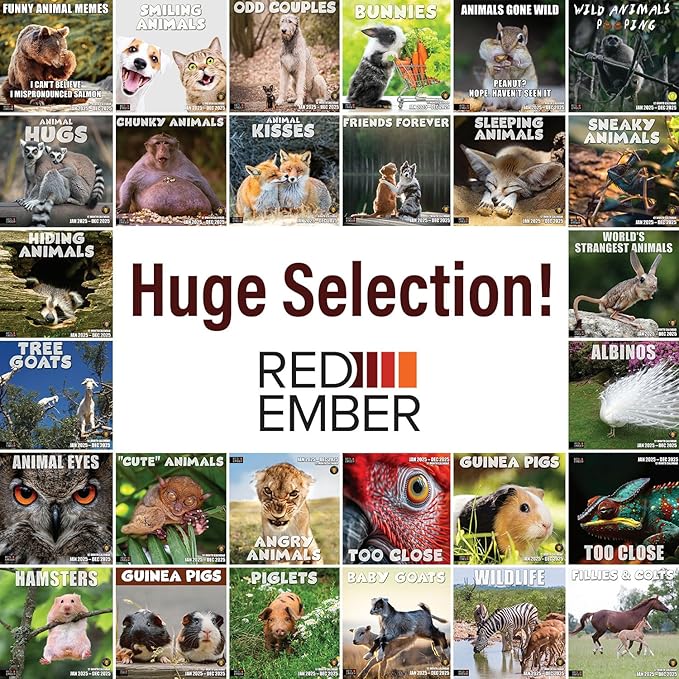 RED EMBER Funny Animal Memes 2025 Wall Calendar 12 Month | 12" x 24" Open | Thick & Sturdy Paper | Giftable | Calendar 2025