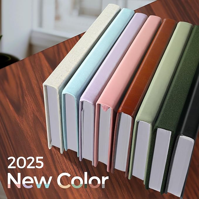 SUNEE 2025 Weekly & Monthly Hardcover Planner 5.5" x 8.3" - 12 Month (January 2025 - December 2025), Small Hardcover Planner, Pocket, Notes, 100 GSM Paper, Brown