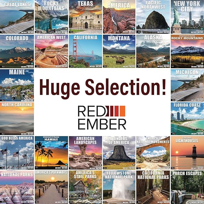 RED EMBER American West 2025 Wall Calendar 12 Month | 12" x 24" Open | Thick & Sturdy Paper | Giftable | Calendar 2025