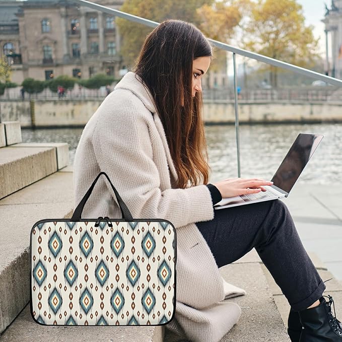 Universal Laptop Sleeve Tablet Case 12 inch, Geometric Ethnic Oriental Slim Carrying Case Durable Handbag Travel Laptop Bag for Surface Pro 9 8 7/Laptop Go 2 3, MacBook Air 11/12