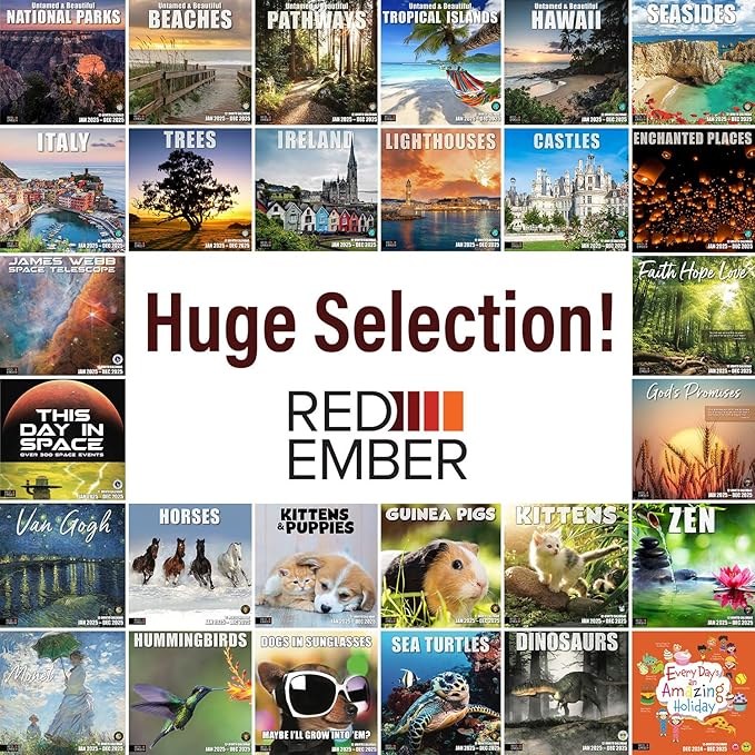 RED EMBER Untamed & Beautiful Pathways Mini 2025 Wall Calendar 12 Month | 7" x 14" Open | Thick & Sturdy Paper | Giftable | Calendar 2025