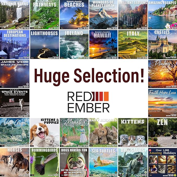 RED EMBER Signature - Pathways 2024 Wall Calendar 12 Month | 12" x 24" Open | Thick & Sturdy Paper | Giftable | Calendar 2024