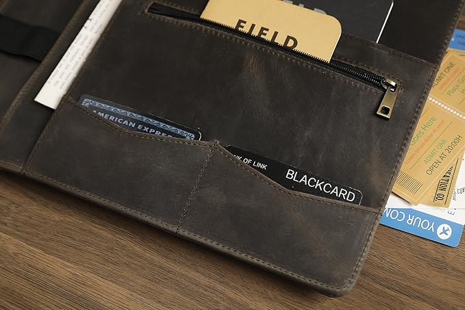 Personalized Leather Portfolio for Lefty, Engraved Leather Notepad Portfolio Binder, Custom Leather Legal Pad Padfolio, Christmas Gift for Him/Her (Notepad, Grey-Custom)