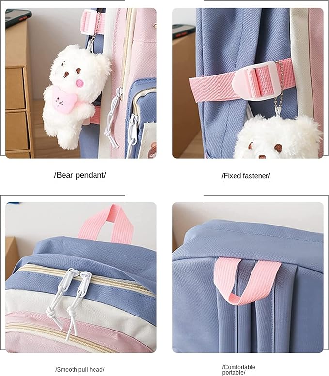 Kawaii Backpack 5Pcs Set Lightweight aesthetic backpack,Teens laptop computer cute backpacks for girls (aesthetic backpack,one size)