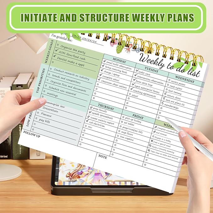 2 Packs To Do List Pad - To Do List Notebook for Work, 52 Sheets Weekly To Do List Notepad, 8.5"×11" To Do List Weekly Goal Notebook, Productivity Planning Pad for Work Office Home School