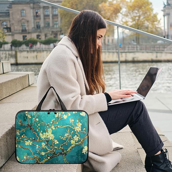Universal Tablet Laptop Sleeve Case 10 inch, Art Plum Blossom Slim Carrying Case Durable Handbag Travel Laptop Bag for 7 to 10-inch Laptops/Notebook/Kids Tablet/ipad/eBook Readers