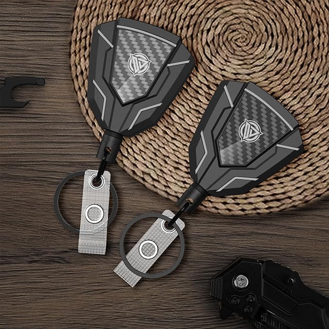 Oaridey Heavy Duty Retractable Keychain with Belt Clip, Retractable Badge Holders, Badge Reels Retractable with Key Ring and 31.8" Steel Cord, 9oz Rebound - 1 Pack