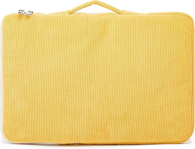 Kinmac Corduroy 360° Protective Water Resistant Laptop Case Bag Sleeve for HP Lenovo Dell ASUS Acer 14 inch Laptop,MacBook Pro 14 inch and Most 14 inch Laptop (Yellow)