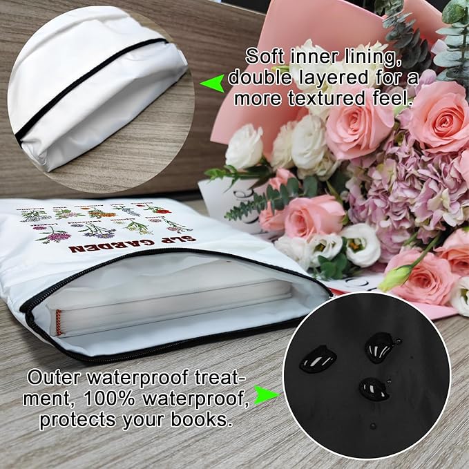 Book Sleeve, Book Sleeve with Zipper, Book Sleeve for Book Lovers, The Reader Tarot Card Book Sleeves, Book Pouch Kindle Protector, Gifts for Women Teacher Librarian Bookworm Bookish (White-C, Large)