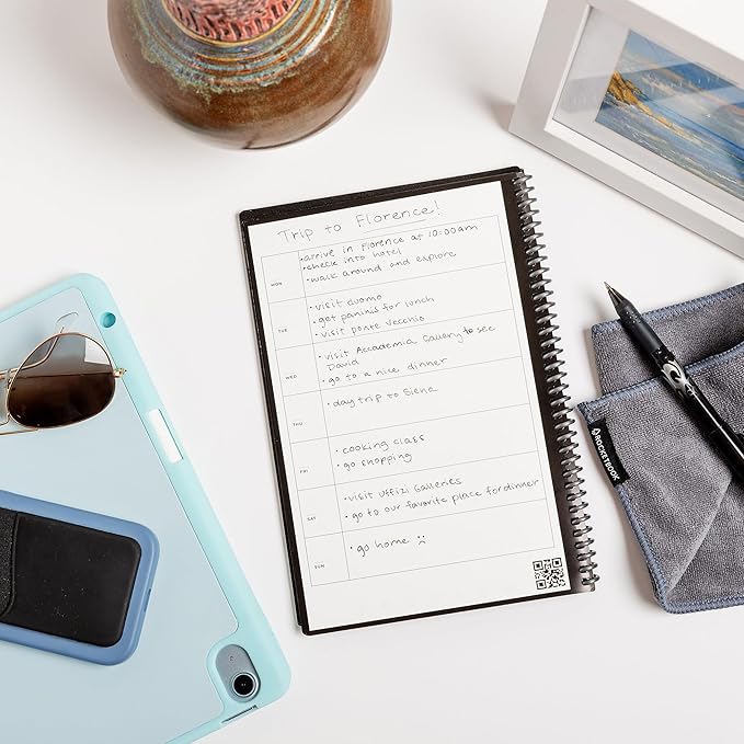 Rocketbook Fusion Reusable Undated Productivity Planner, Letter Size 8.5x11, Orange - Goals, Monthly and Weekly Calendar, Daily To-do List, Lined and Dotted Notes Pages