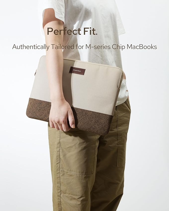 Slim Laptop Sleeve with a Back Zipper Pocket Designed for M1/M2/M3 MacBook Pro/Air (Latte, for 15.3-inch MacBook Air (M2/M3))