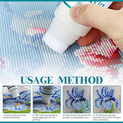 Diamond Painting Sealer, Puzzle Glue Clear, Diamond Painting Accessories with Permanent Fixation and Shining Effect, Diamond Painting Art Glue for 5D Diamond Painting, Puzzle and DIY Crafts (120ml*2)