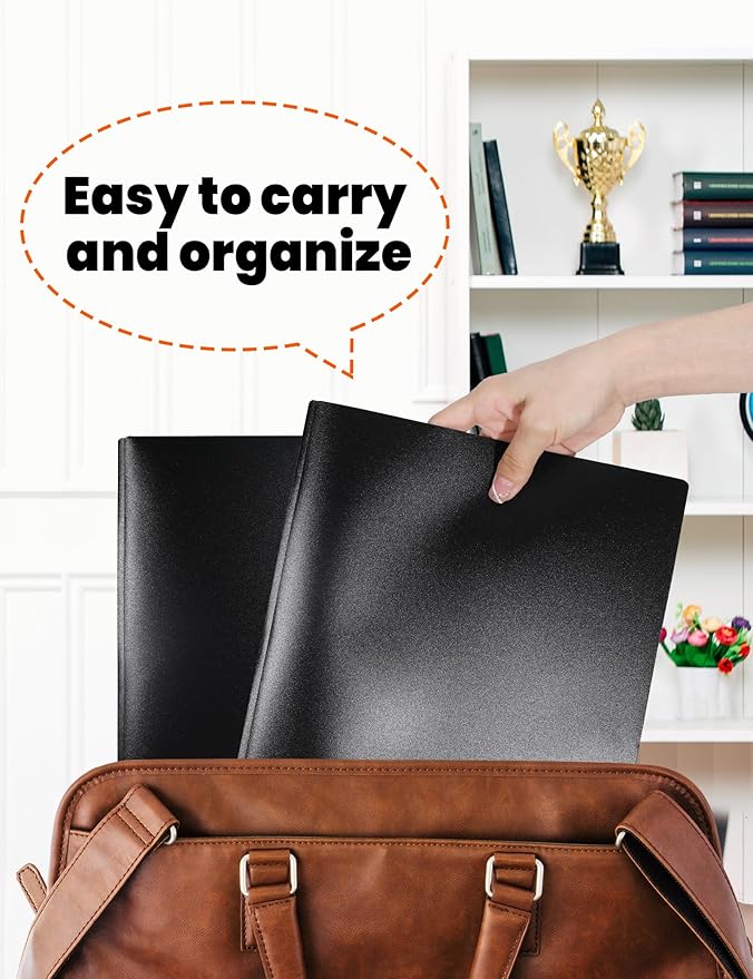 SUNEE 2 Pocket Folders with Prongs (3 Pack, Black) Plastic Folders with Pockets and Prongs Fit Letter Size, Poly Folders with Pockets for School Office Home Business
