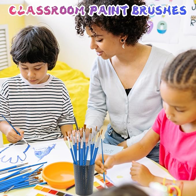 Paint Brushes Set for Acrylic Painting, 100 Pcs Flat Art Painting Brushes Acrylic Paint Brush, Nylon Paint Brush for Kids Adults Oil Watercolor Rock Painting Body Face Nail Art