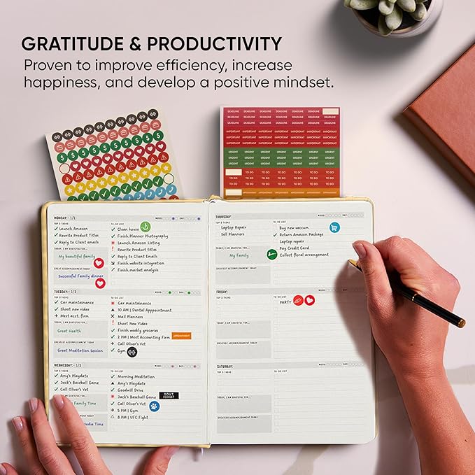 PRODUCTIVITY STORE Pro - Dated, 2025 Planner, 5.8” x 8.3” - The #1 Productivity Planner to Achieve Your 2025 Goals - Planner 2025-2026 - Cream - A5