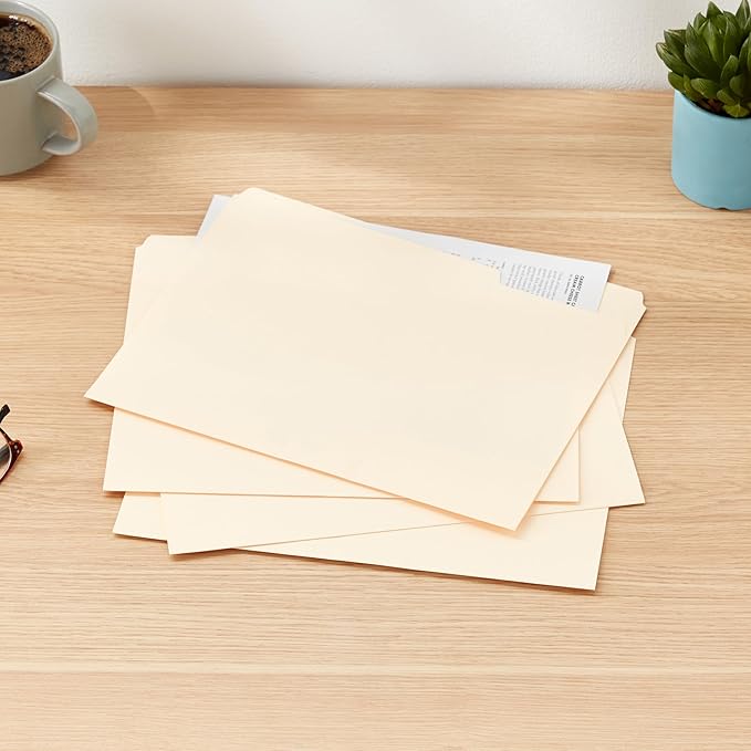Amazon Basics 1/3-Cut Tab, Assorted Positions File Folders, Letter Size, Manila - Pack of 100