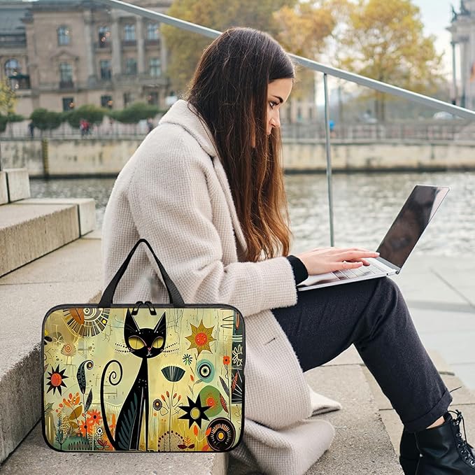 Universal Laptop Sleeve Tablet Case 12 inch, Graffiti Cat Slim Carrying Case Durable Handbag Travel Laptop Bag for Surface Pro 9 8 7/Laptop Go 2 3, MacBook Air 11/12