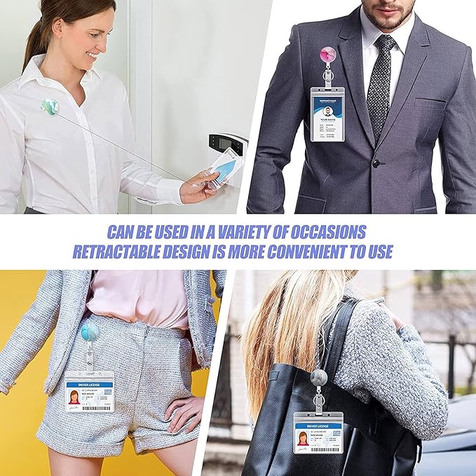 Retractable Badge Reel, Badge Holder with Alligator Clip, Cute Badge Clip on ID Name Card Holders for Nurse Doctor and Office (3Pack Mixed Color Marble)