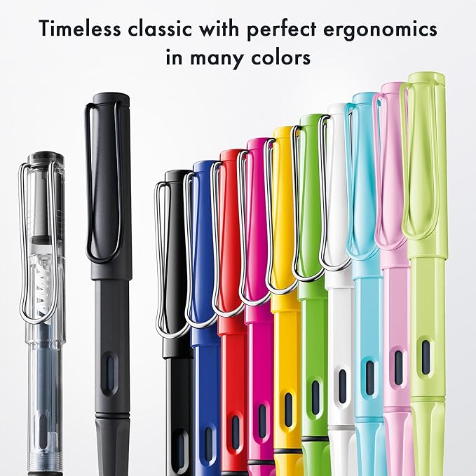 LAMY safari yellow - Fountain Pen with ergonomic grip & polished steel nib in size EF - ideal for any Writing & Calligraphy - including LAMY T 10 blue cartridge - Right-Handed