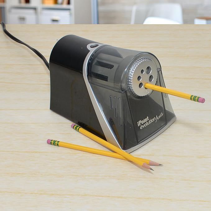 Westcott Electric iPoint Evolution Axis Heavy Duty Classroom Pencil Sharpener, Black and Silver