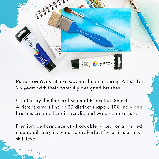 Princeton Select Artiste Paintbrush, 14-3 Brush Set, Blue