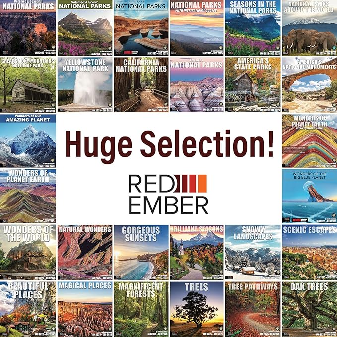RED EMBER Natural Wonders 2025 Wall Calendar 12 Month | 12" x 24" Open | Thick & Sturdy Paper | Giftable | Calendar 2025