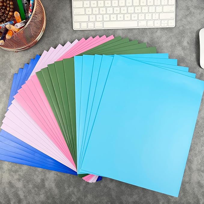 BIBRADAA® 50 Packs Blue Paper Folders with Pockets,Paper Folder Surface with Waterproofing,Letter Size,Holds 100 Plus Sheets,for School,Office,Business. (50, Dark Blue)