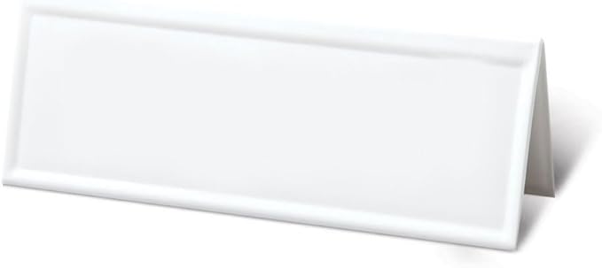 Trainers Warehouse Heavy Duty Premium Reusable Name Cards, White, Dry-Erase Tent, Space Saver, 8.75" x 3" (10)