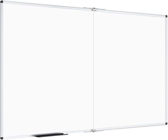 VIZ-PRO Large Dry Erase White Board/Magnetic Foldable Whiteboard, 72 X 40 Inches, Silver Aluminium Frame
