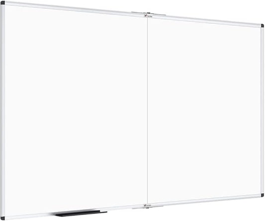 VIZ-PRO Large Dry Erase White Board/Magnetic Foldable Whiteboard, 72 X 40 Inches, Silver Aluminium Frame
