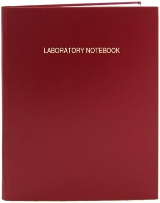 BookFactory Red Lab Notebook - 48 Pages (.25" Grid Format), 8 7/8" x 11 1/4", Red Cover, Section Sewn Hardbound Laboratory Notebook (LIRPE-048-LGR-A-LRT1)