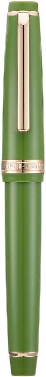 Jinhao 82 Avocado Green Acrylic Fountain Pen, Iridium Extra Fine Nib Classic Design Smooth Writing Pen with Ink Converter (Gold Trim)