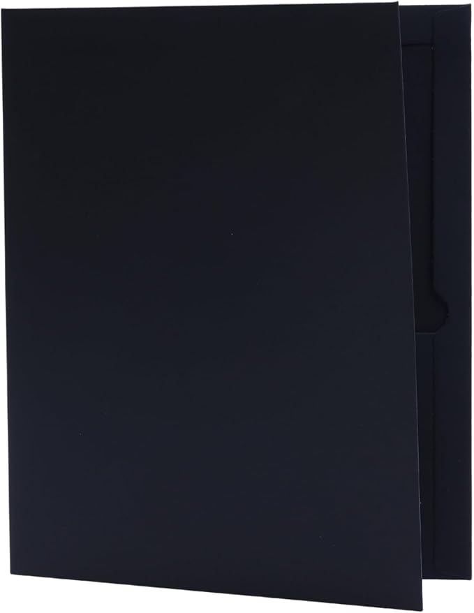 Two-Pocket Folders for Letter Size, Black Thick Paper Folders,300GSM Paper File Folder with Deep Pockets for School Office Business Home (Black, Box of 50)