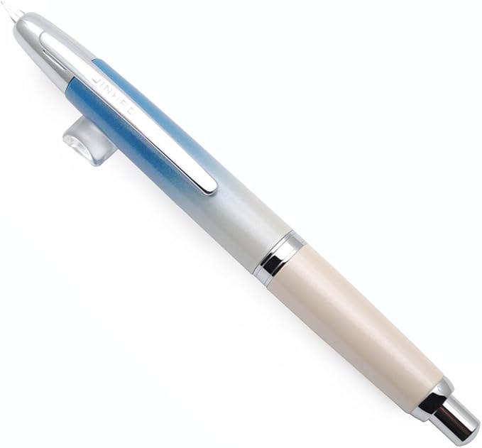 JINHAO 10 Press Fountain Pen, Retractable Metal Pen with Ink Converter (F Nib 0.5mm, Gradient Blue)