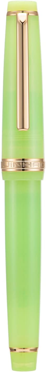 Jinhao 82 Acrylic Fountain Pen, Iridium Fine Nib with Ink Converter, Transparent Green Classic Design Smooth Writing Pen (Gold Trim)