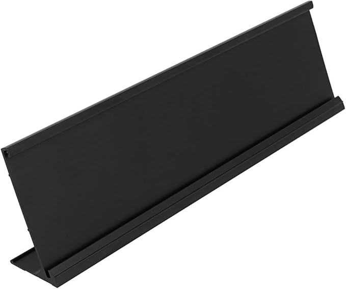 ExcelMark 2" x 8" Aluminum Name Plate Holder for Desk - Office Business Door Sign Holder - Black